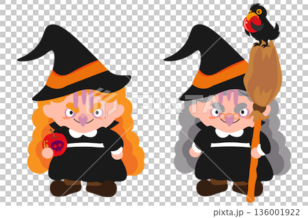 一幅插圖，描繪了一個女巫拿著一個毒蘋果，一隻烏鴉正在吃這個蘋果。 136001922