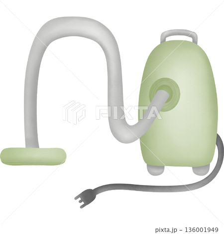 Green vacuum cleane hand drawn transparency illustration 136001949