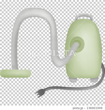 Green vacuum cleane hand drawn transparency illustration 136001949
