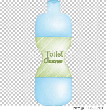 Bathroom cleaning products cartoon hand drawn transparency illustration 136001951