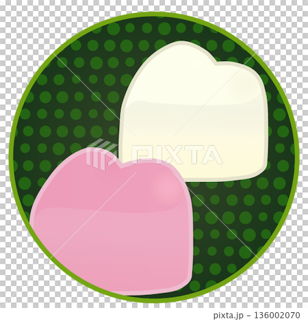 Illustration of a heart-shaped chocolate with a circular background 136002070