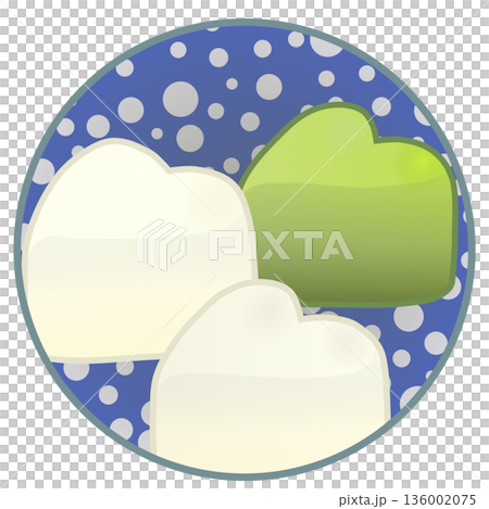 Illustration of a heart-shaped chocolate with a circular background 136002075