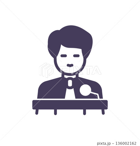 Candidate Speech Icon, Politician at Podium with Microphone, Solid Glyph Vector Pictogram for Election Campaign Debate and Politics. Candidate Speech Icon, Politician at Podium with Microphone, Solid Glyph Vector Pictogram for Election Campaign Debate and Politics. 136002162