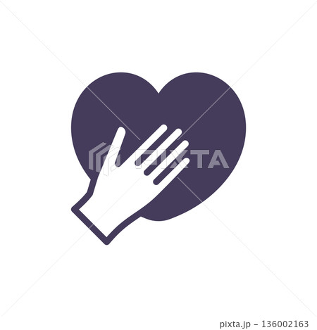 Hand on Heart Pledge Icon, Oath and Loyalty Symbol, Solid Glyph Vector Sign for Patriotism, Citizenship and Civic Duty. 136002163
