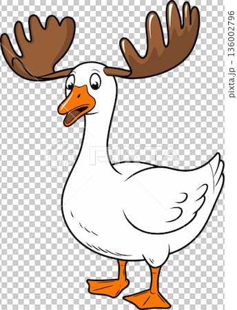 Goose with Moose Antlers Cartoon Goose with Moose Antlers Cartoon 136002796