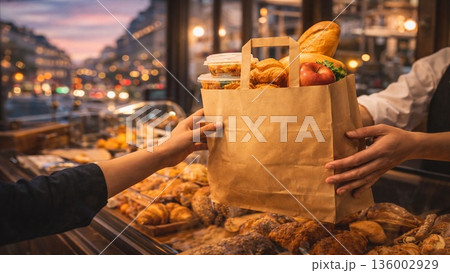 食品ロス削減と節約をイメージしたサプライズバッグのある暮らし 136002929