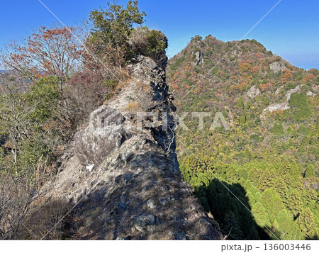 鹿嵐山の万里の長城へと向かう痩せ尾根 136003446