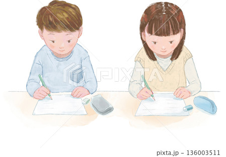 勉強する子どものイラスト 勉強する子どものイラスト 136003511