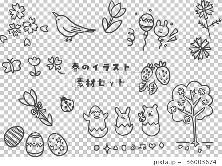 Cute spring illustration material set Cute spring illustration material set 136003674