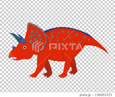 トリケラトプスのイメージ　カラフルな恐竜　イラスト　クリップアート　挿絵　png 136003725