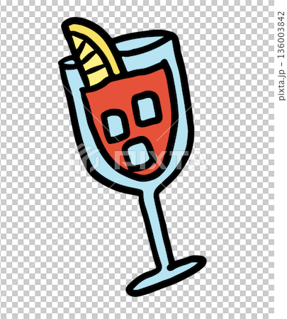 Hand drawn champagne glass illustrations for drink menu, cafe, summer break, decoration, cute patch, brooch, pin, shirt print, beach vibe, sea, sand, sun, trip, travel, vacation, happy holidays, icon 136003842