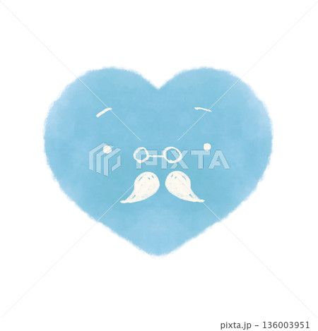 顔ありの青いハートの水彩風イラスト素材 父の日 ホワイトデー 顔ありの青いハートの水彩風イラスト素材 父の日 ホワイトデー 136003951