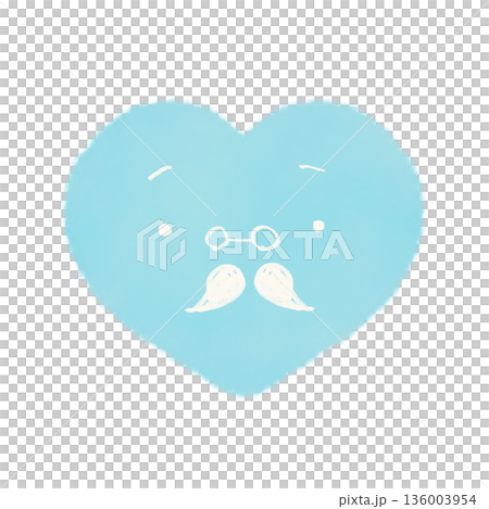 顔ありの青いハートの水彩風イラスト素材 父の日 ホワイトデー 136003954