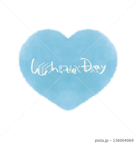 ホワイトデーの文字入りハート ブルー  136004069