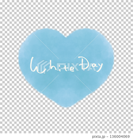 ホワイトデーの文字入りハート ブルー  136004069