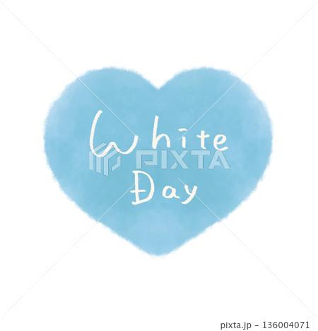 ホワイトデーの文字入りハート ブルー  136004071