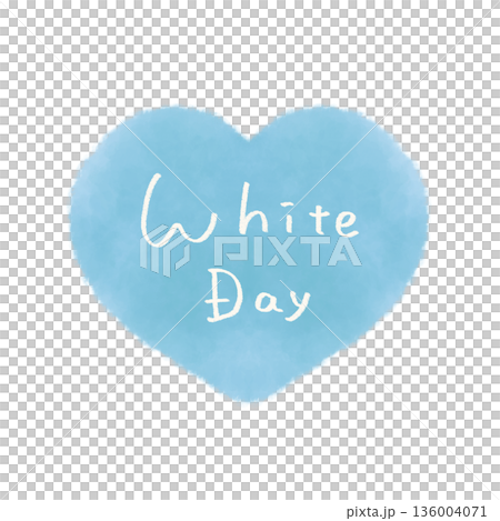 ホワイトデーの文字入りハート ブルー  136004071