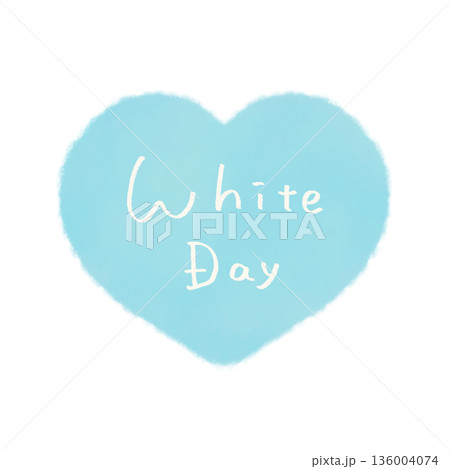 ホワイトデーの文字入りハート ブルー  136004074