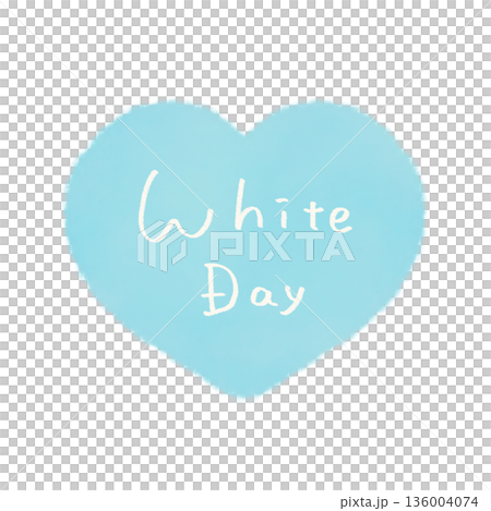 ホワイトデーの文字入りハート ブルー  136004074