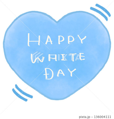 ホワイトデーの文字入りハート ブルー  136004111