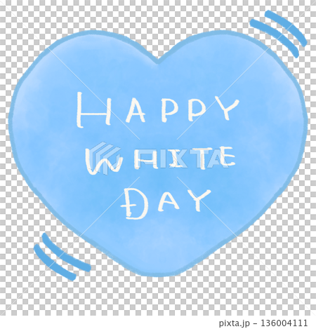 ホワイトデーの文字入りハート ブルー  136004111