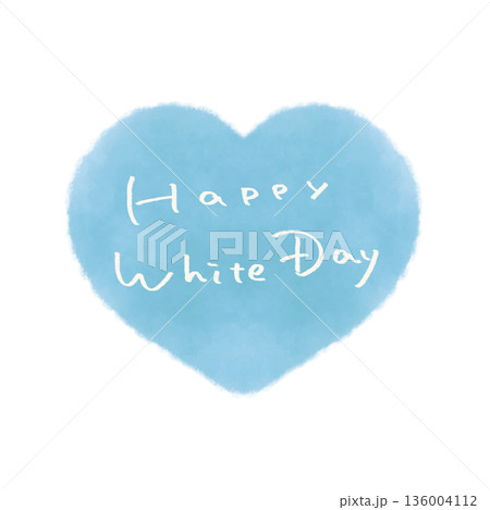 ホワイトデーの文字入りハート ブルー  136004112