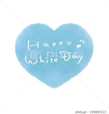ホワイトデーの文字入りハート ブルー ホワイトデーの文字入りハート ブルー 136004113