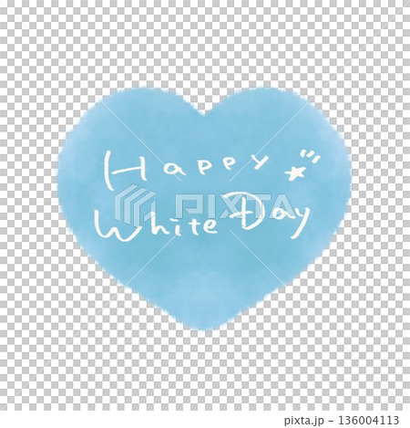 ホワイトデーの文字入りハート ブルー ホワイトデーの文字入りハート ブルー 136004113