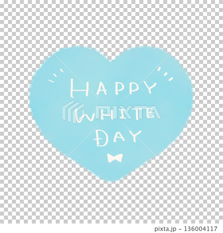 ホワイトデーの文字入りハート ブルー  136004117