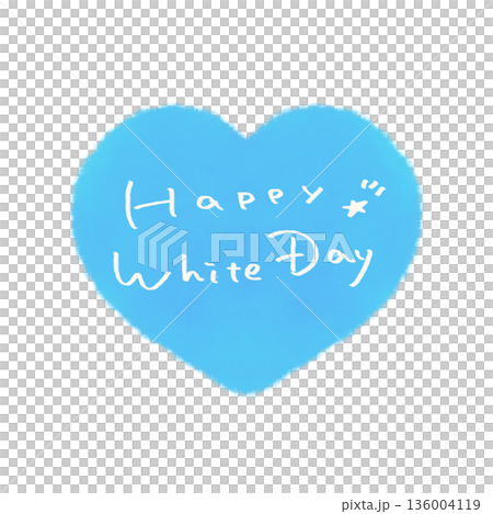 ホワイトデーの文字入りハート ブルー ホワイトデーの文字入りハート ブルー 136004119