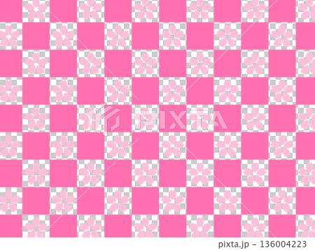 Cherry blossom checkered background material 136004223