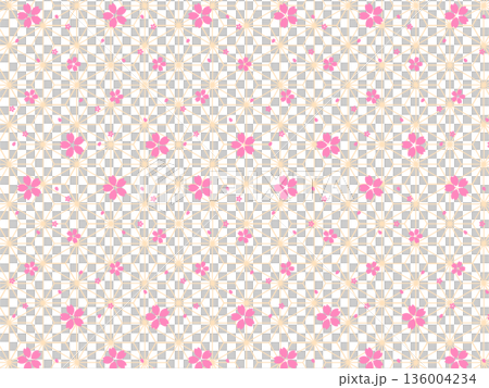 桜と麻の葉模様の背景素材 136004234