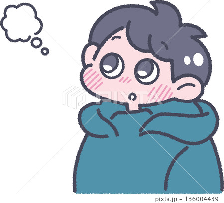 考え中の男の子のイラスト 考え中の男の子のイラスト 136004439