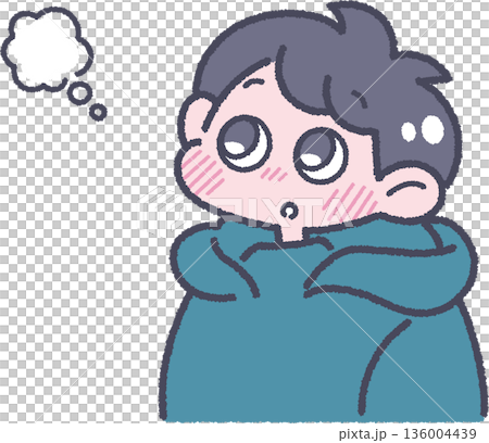 考え中の男の子のイラスト 考え中の男の子のイラスト 136004439