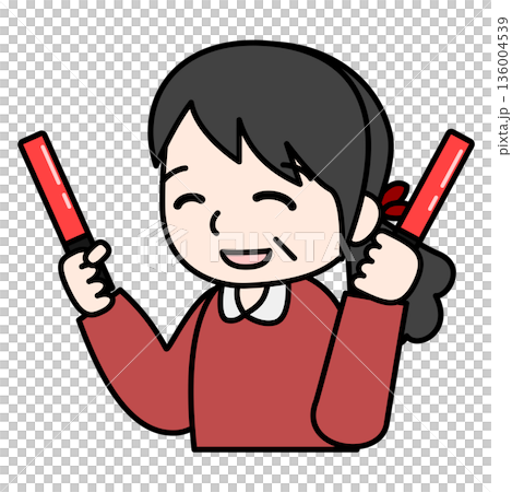 推しを応援する女性のイラスト 推しを応援する女性のイラスト 136004539