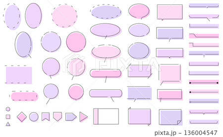 シンプルな吹き出しとフレームのイラストセット　ベクター背景素材 136004547