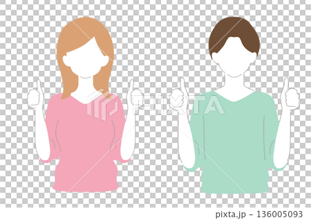 Woman and man showing thumbs up Woman and man showing thumbs up 136005093