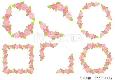 カラフルなバラの花のフレームセット カラフルなバラの花のフレームセット 136005415
