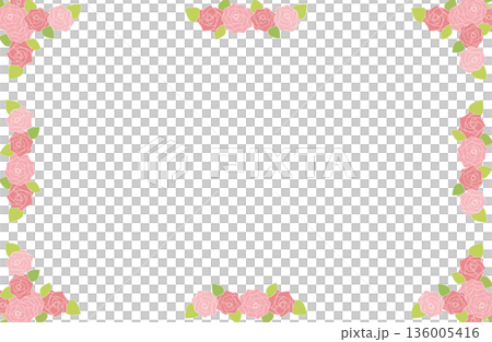 Cute illustration frame of red and pink roses Cute illustration frame of red and pink roses 136005416