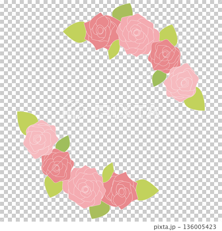 Cute illustration frame of red and pink roses Cute illustration frame of red and pink roses 136005423