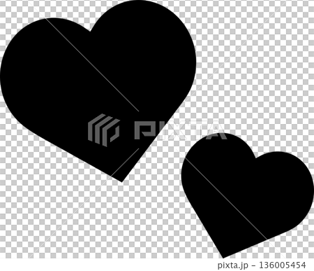 可愛的兩顆黑色愛心向量圖 136005454