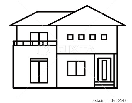 戸建住宅2階建て①_線画 戸建住宅2階建て①_線画 136005472