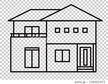 戸建住宅2階建て①_線画 戸建住宅2階建て①_線画 136005472