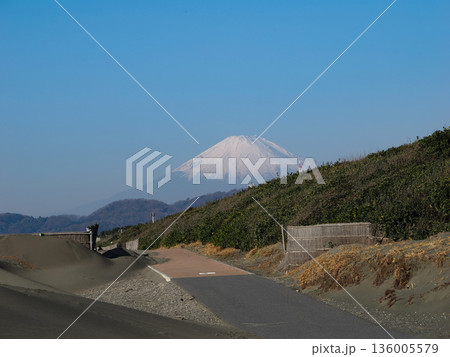 砂浜と富士山 136005579