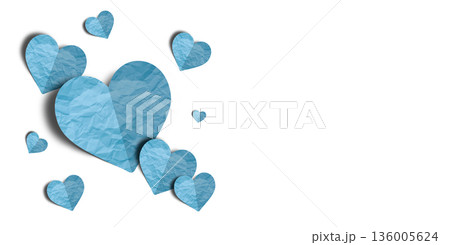 Light blue paper hearts crumpled isolated on transparent background. Valentine's day. Light blue paper hearts crumpled isolated on transparent background. Valentine's day. 136005624