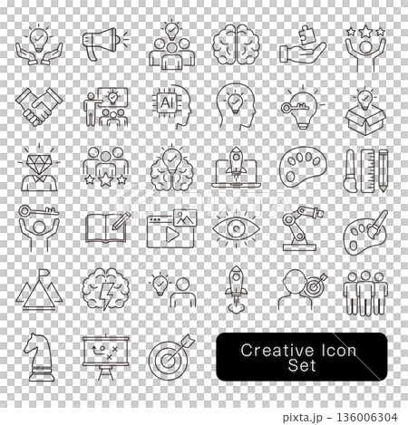 クリエイティブ系のアイコンセット : デザイン・アイデア素材 136006304