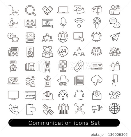 コミュニケーションのアイコンセット｜電話・メール・オンライン素材 136006305