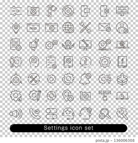 Settings, management, and maintenance icon set: System adjustment material 136006308