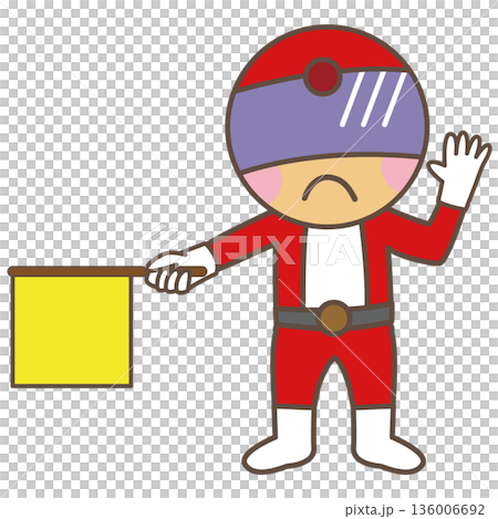 一個帶有警告表情的引導字符，用黃旗傳達規則。 136006692