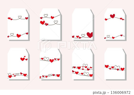 かわいいピンクのハートのバナーセット、バレンタインデーのタグセット 136006972